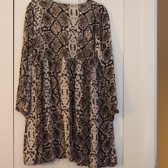 Zara Snake Skin Pattern Babydoll Mini Dress - Picture 2 of 4
